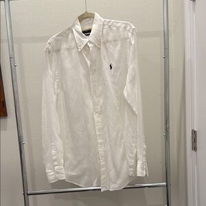 Ralph Lauren White Dress Shirt Classic Linen Design